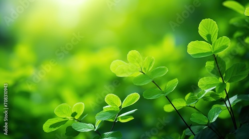 Closeup beautiful nature view of green leaf on blurred greenery background in garden with copy space using as background natural green plants landscape, ecology, fresh wallpaper concept. Generative Ai