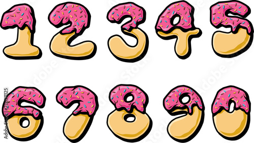 Donuts ice cream number set 0 until 9 illustration vector illustration