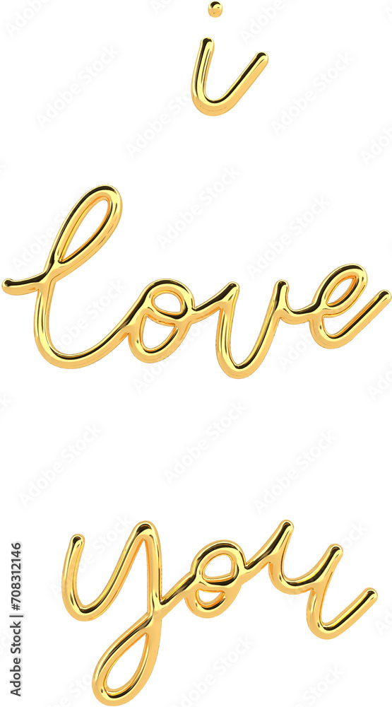 3D Golden Text Typography Love You Valentines Day Text 3D Golden Text Typography Love You Valentines Day Text