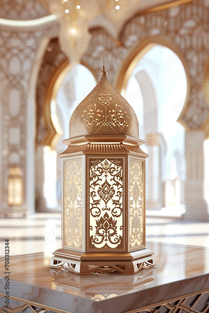 islamic lantern on a table 