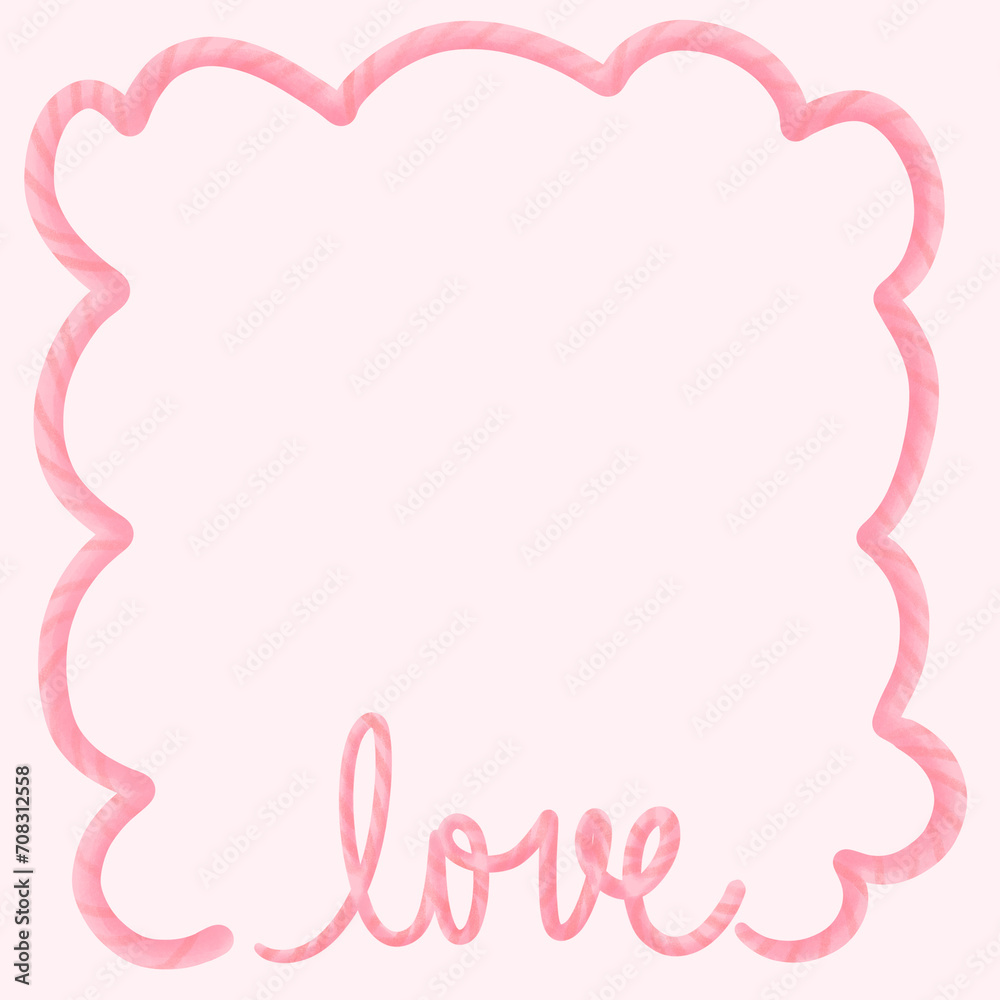 Love frame with pink background