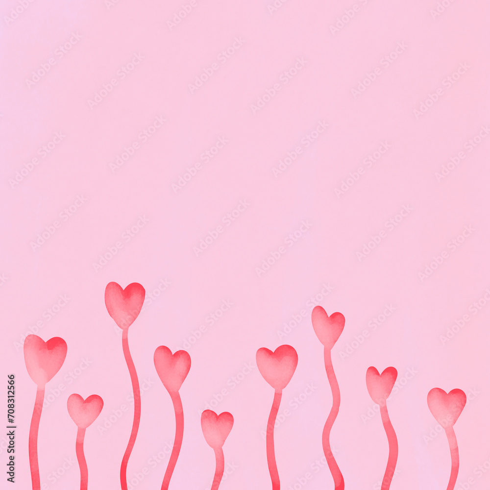 Hearts wave line on pink background