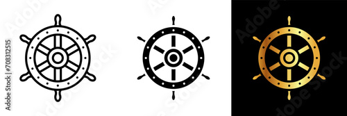 A classic ship wheel icon, embodying the spirit of maritime adventure and navigation. Perfect for nautical-themed designs and projects.