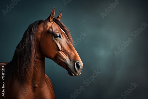 A beautiful horse stands out against a dark background, its equine beauty captured.