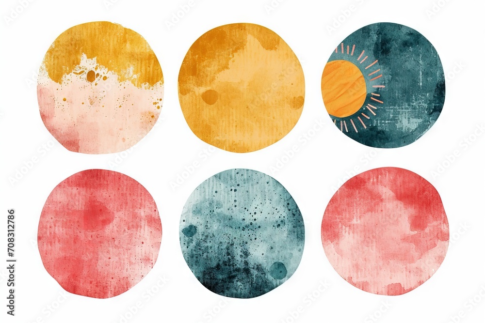 Abstract small simple icon clipart set of blush geometric shapes with