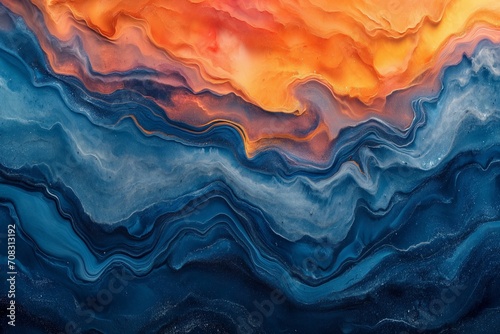 Orange and Blue abstract brushstroke background, wallpaper concept 