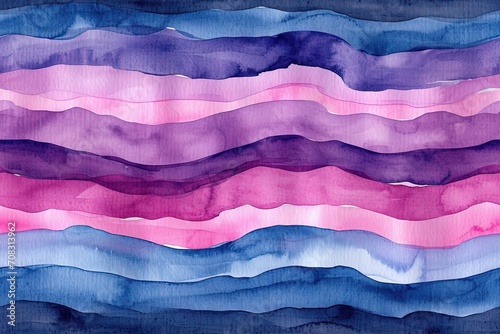 Abstract minimalist simple colorful watercolor brush lines waves stripes.