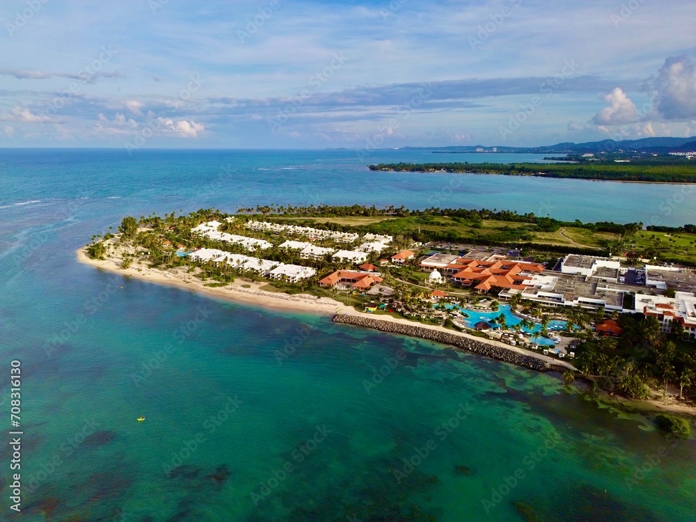 Tropical Beachfront Resort Aerial View