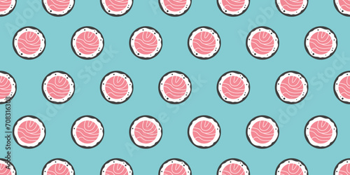 Seamless pattern sushi roll Japanese food