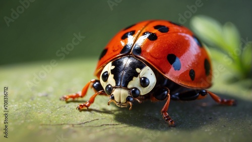 ladybug on a green leaf