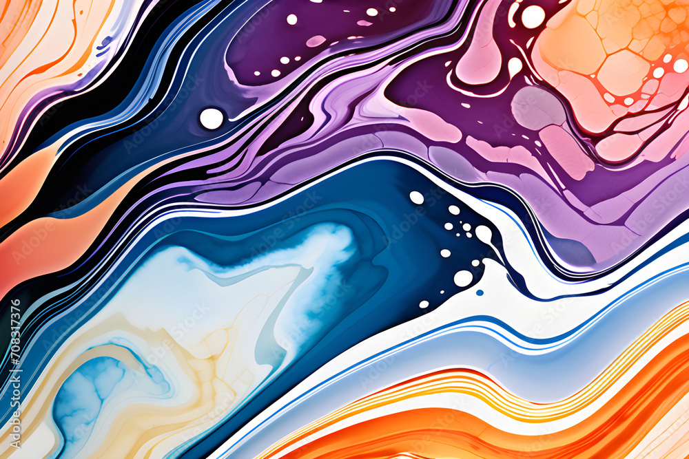 Obraz premium Closeup of abstract watercolor paint background texture with liquid fluid marbled paper texture banner texture. Generative AI (생성형 AI)