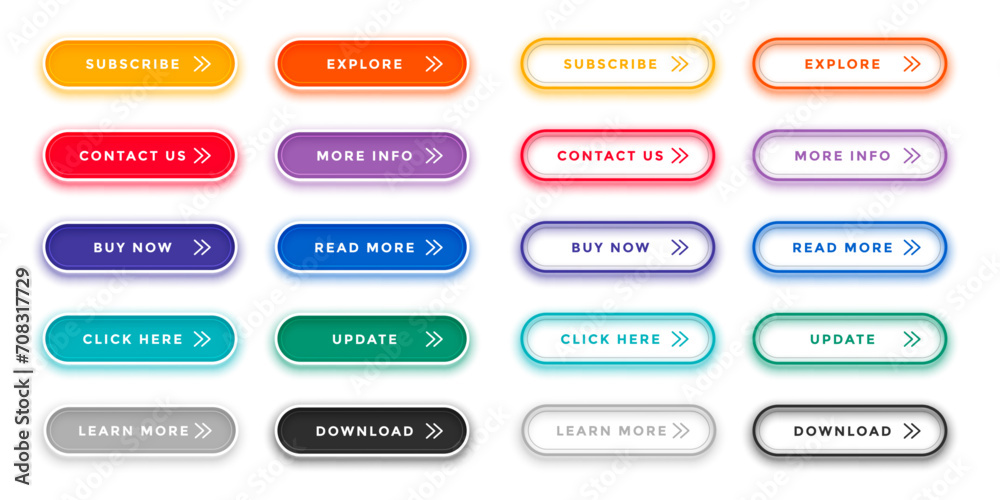 colorful and blank web button icon element in collection colorful and blank web button icon element in collection
