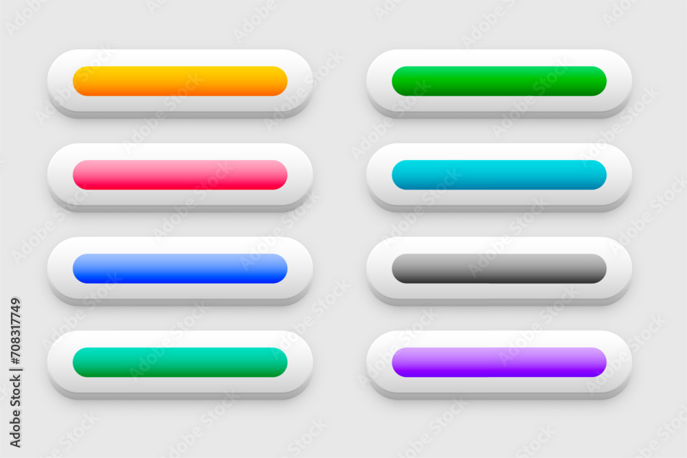blank and colorful rectangular web button sign in set blank and colorful rectangular web button sign in set