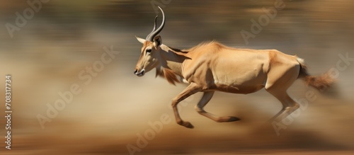 Motion blur on red hartebeest in the African Bush, with the eland as the focal point. photo