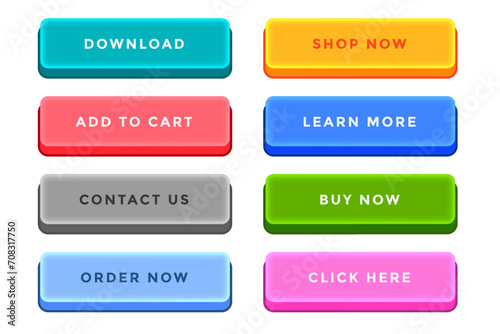 collection of 3d style colorful app button icon design