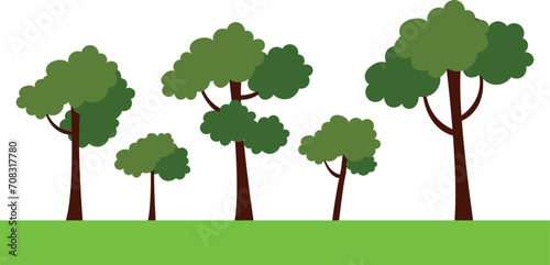 Trees group isolated over white. Forest concept vector illustration