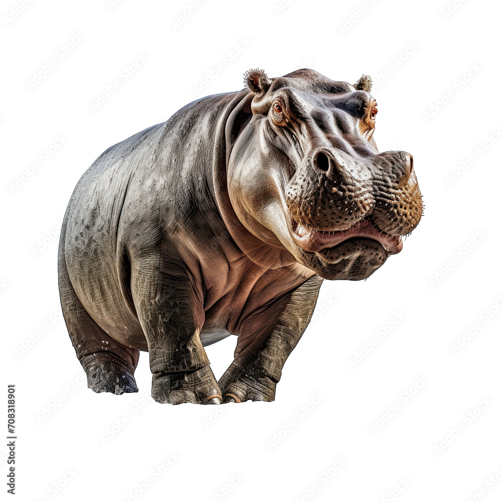 Fototapeta premium Hippopotamus Dragon roar isolated white background