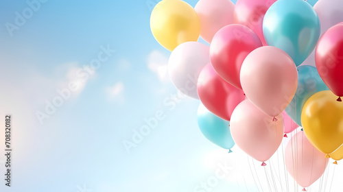 Party balloons  birthday decoration background  anniversary  wedding  holiday with space for text