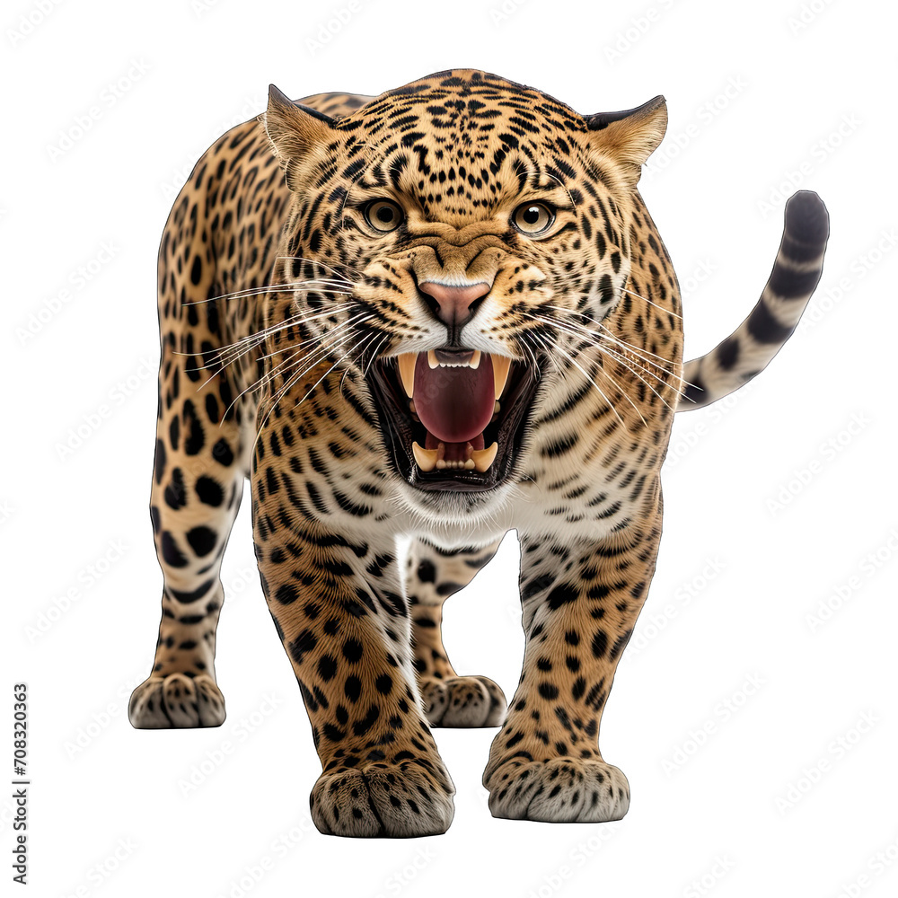 Jaguar roar isolated white background Jaguar roar isolated white background