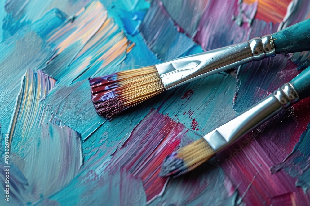 abstract painting with a dynamic interplay of colors and brush strokes