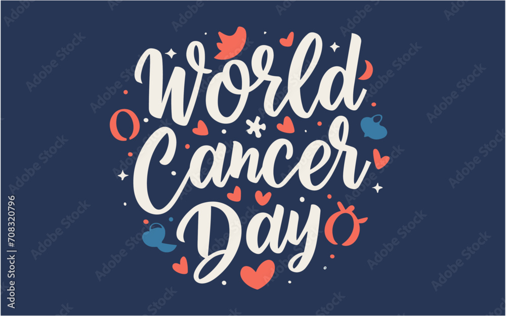 world cancer day calligraphy , world cancer day illustration , 4 feb  world cancer day  - obrazy, fototapety, plakaty 