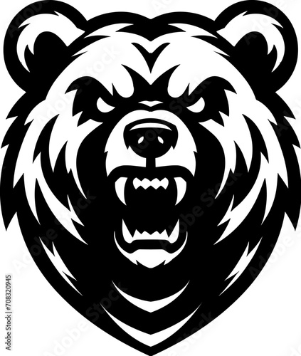 Angry bear head logo, isolated vector, mascot design illustration