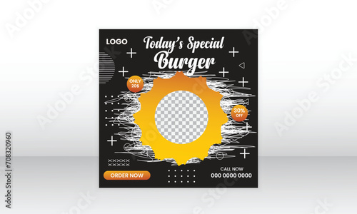 Fresh food marketing social media post template design.