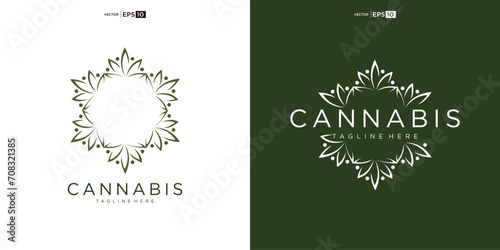abstract marijuana, cannabis for cbd logo design