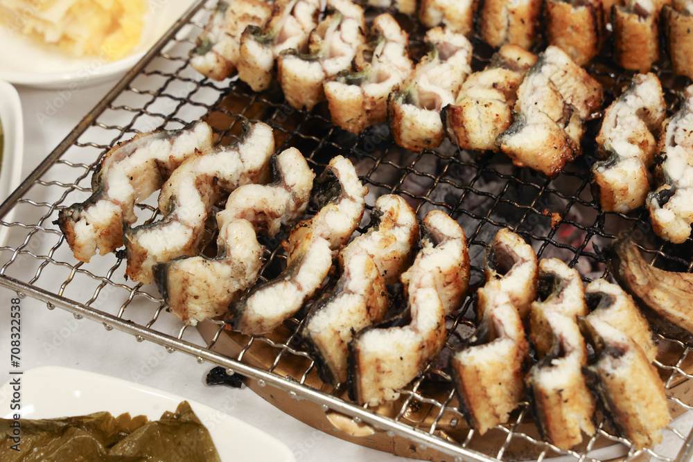 Korean food. Charcoal grilled eel Korean food. Charcoal grilled eel