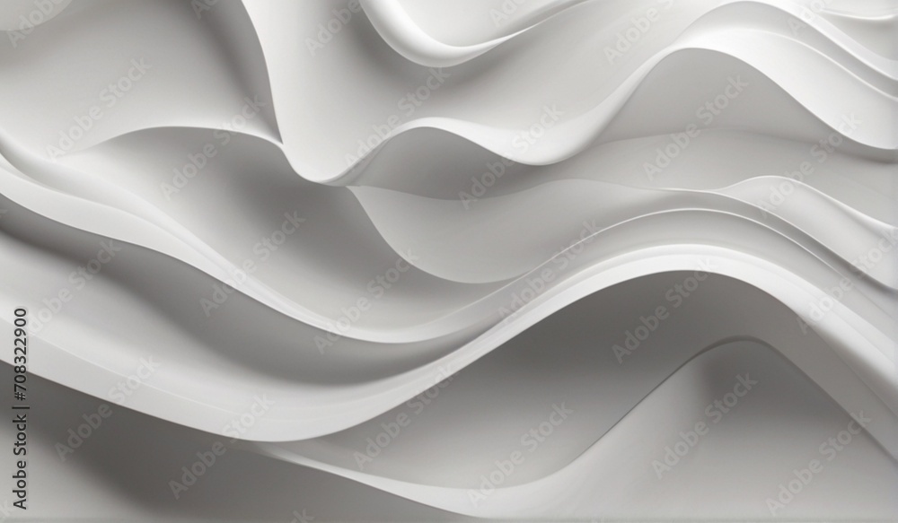 Abstract white flowing wave lines on plain white background from Generative AI Abstract white flowing wave lines on plain white background from Generative AI
