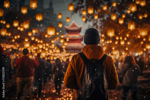 Person Observing Lantern Festival