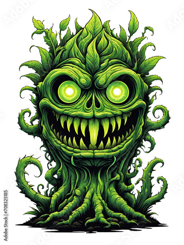 Obraz na płótnie Green monster plants character design illustration on transparent background w salonie