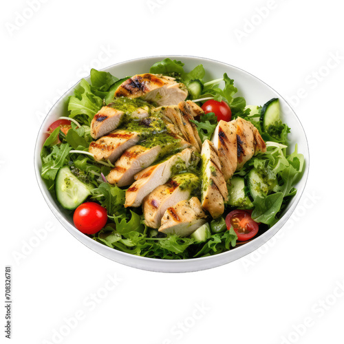 Green Goddess Salad with Grilled Chicken Transparent Background Png Image