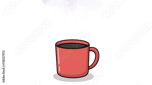 Mug with hot coffee steamed animation