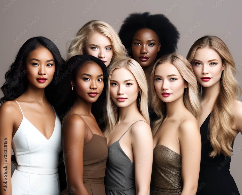 Group of women with different races. Harmony in diversity. Generative AI. Group of women with different races. Harmony in diversity. Generative AI.