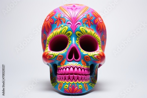 striking sugar skull with flower