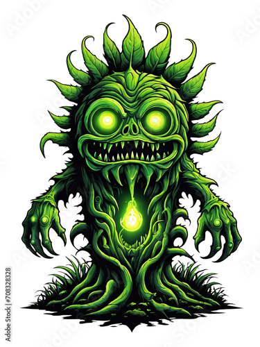 Obraz na płótnie Green monster plants character design illustration on transparent background w salonie