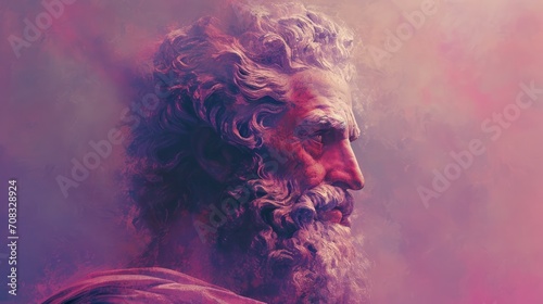 Light Purple and Light Crimson Pastel Background of Odysseus. Generative Ai. photo