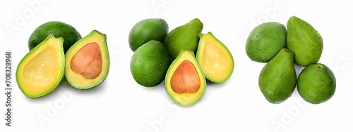 Avocado Varietals. A Quartet of Diverse and Flavorful Avocados  Showcasing an Assortment of Shapes  Textures  and Tones Against a Crisp White Backdrop  Offering a Luxurious Feast for the Eyes