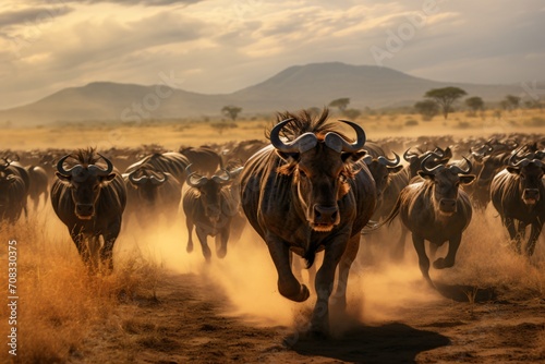 Wildlife migration of Serengeti in africa