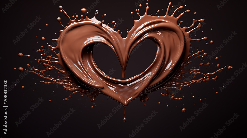 Chocolate heart splash. Liquid chocolate in the shape of a love heart. Chocolate heart splash. Liquid chocolate in the shape of a love heart.