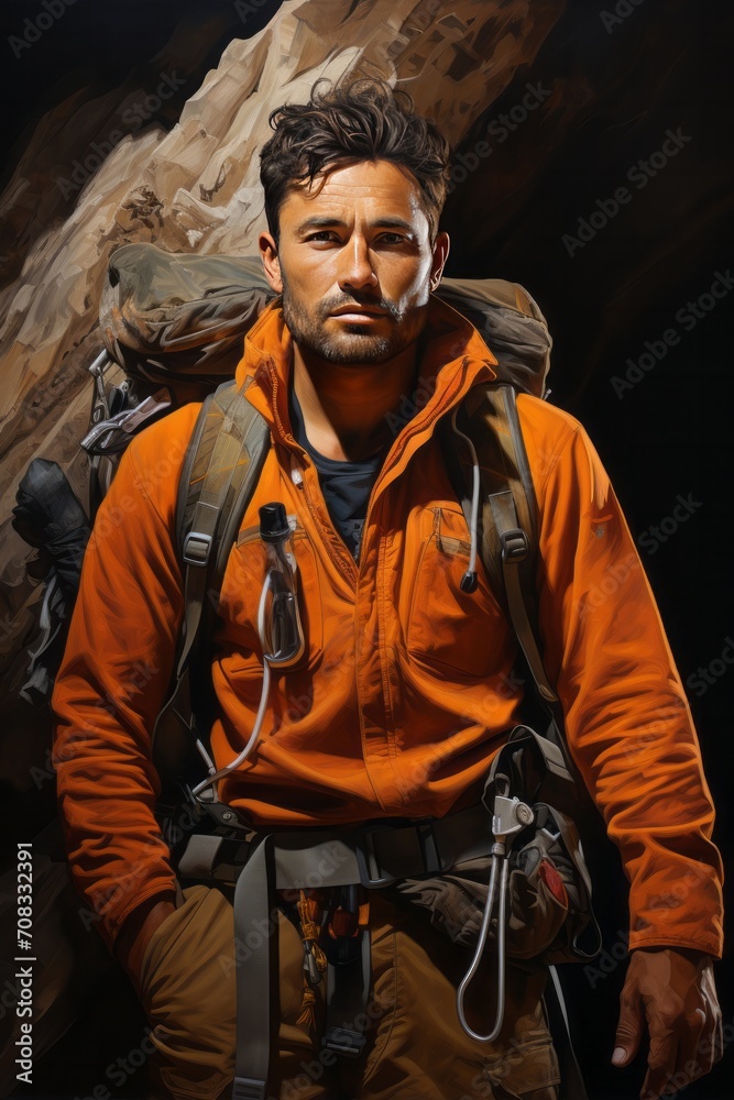 Photo Realistic of a Rock Climber in Climbing Pants and a Chalk Bag, Generative AI Photo Realistic of a Rock Climber in Climbing Pants and a Chalk Bag, Generative AI