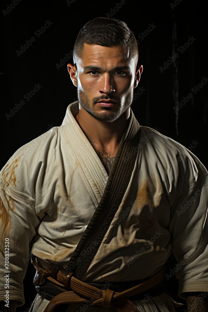 Photo Realistic of a Martial Artist in a Martial Arts Gi and a Black Belt, Generative AI Photo Realistic of a Martial Artist in a Martial Arts Gi and a Black Belt, Generative AI
