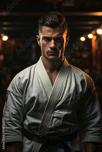 Photo Realistic of a Martial Artist in a Martial Arts Gi and a Black Belt, Generative AI