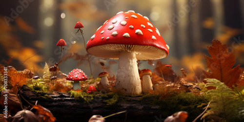 Poisonous wild mushroom in a forest generative ai Enigmatic Forest Fungi Poisonous Wild Mushroom Unveiled by Generative AI 