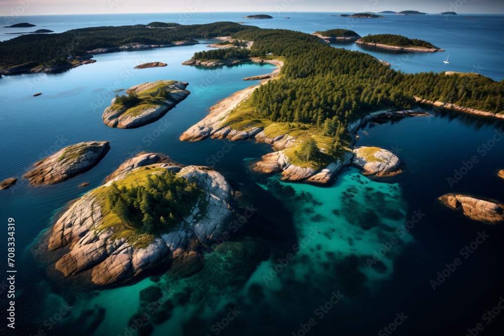 Drone view of a group of islands Drone view of a group of islands