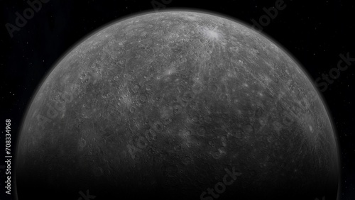 Planet Mercury Surface Close UP beautiful space scene 3D Rendering