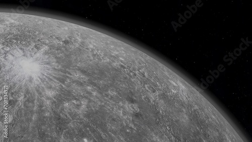 Fototapeta Naklejka Na Ścianę i Meble -  Planet Mercury Surface Close UP beautiful space scene 3D Rendering