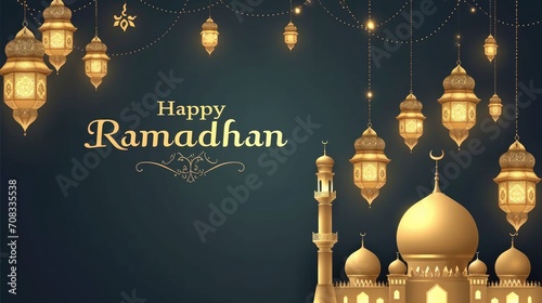 Happy Ramadhan greeting card design photo