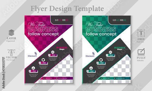 creative modern business flyer design template for poster flyer brochure cover. Graphic design layout with triangle graphic elements and space. photo